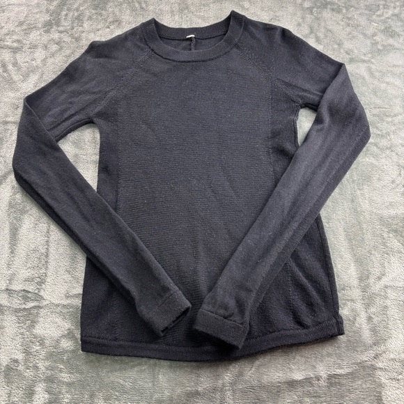 Lululemon Cabin Yogi Long Sleeve Black / Heathered Dark Grey Women 2 Athleisure - Picture 7 of 12